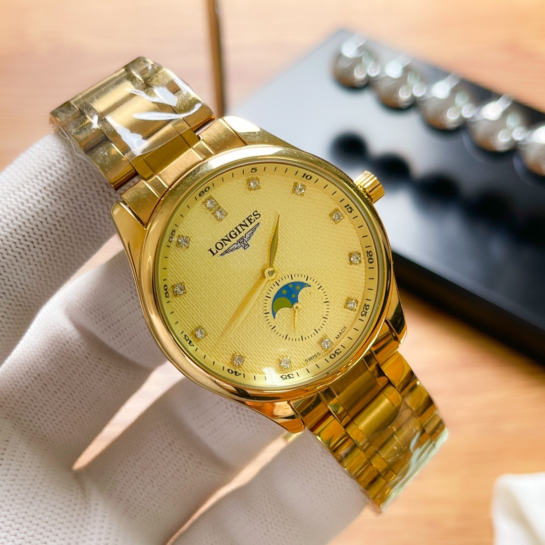 ?? 100
Brand: LONGINES, couple PAIR WATCH Hot BESTSELLER COMING ???? GOD Goddess Fashion advanced QUARTZ WATCH, mineral super strong glass strap CALENDAR, strap: high strength solid steel strap/imported genuine leather strap. The overall design of the wat