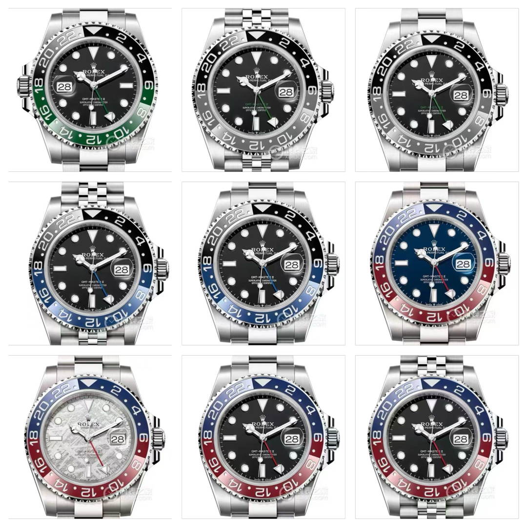 ?? Full range of colors, "N+ Factory" with a large number of new dials coming soon ~
GMT all-in-one :cal:3285 movement/Alternative 3186 modified 3285 movement! Note: The N+ factory Coke ring can "change color all red" when illuminated by a purple light. M