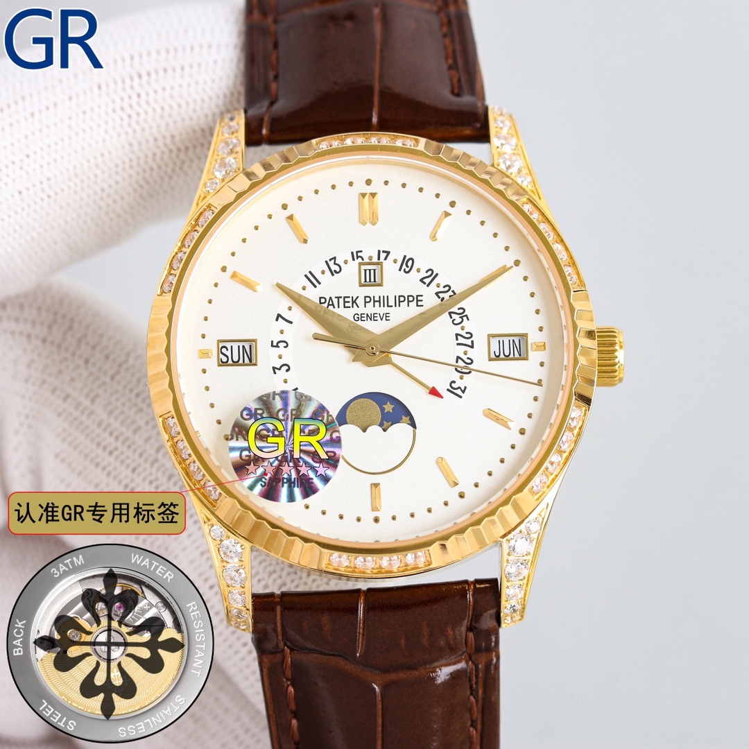 White case 1700 Gold case 1750 (with diamonds plus 100)
GR Factory 's latest limited edition, going viral online, upgrade again, the latest limited edition version, craftsmanship' core 'produces the best collectible of the year - Patek. Patek Philippe Cla
