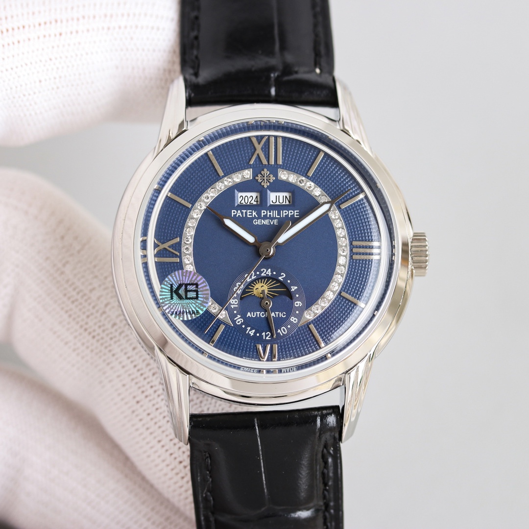 Uni-president 1450
Patek Philippe Super Complication timepiece, perpetual calendar watch, 40mm in diameter, double-layered stainless steel case formed by one-piece stamping, pot lid glass for a more three-dimensional effect. The hour and minute hands are 