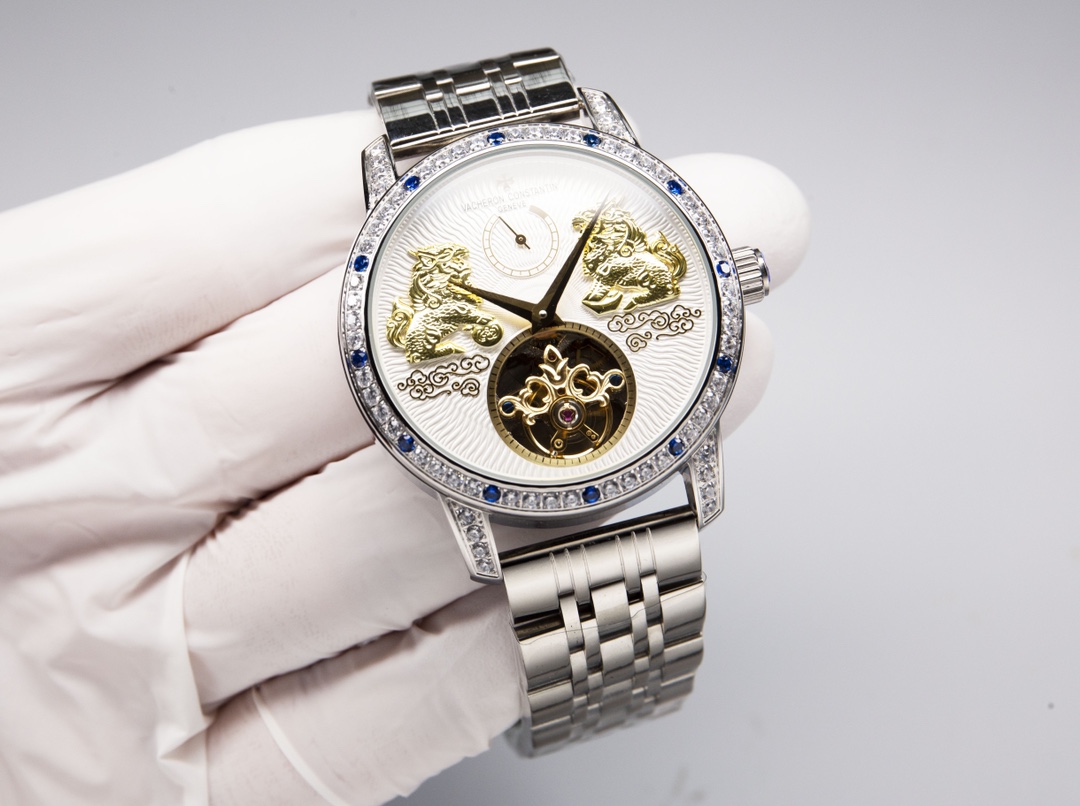 White steel 670. Gold ?20.
?????? all-new upgraded [Diamond Ring Edition]
Vacheron Constantin 'Traditionnelle Tourbillon Qilin' watch features a pair of ancient Chinese mythical beasts, the Qilin, on the dial through traditional gold engraving, symbolizin