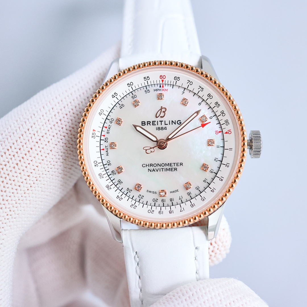 Uniform 1300
Breitling Women's Aviation Chronograph automatic model. The new model has arrived for the first time in the market. The women's model is exquisite and elegant, carefully combining classic historical charm with sophisticated modern watch desig
