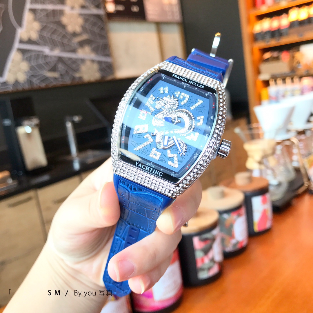 ????120 Year of the Dragon Limited Edition Longteng FM Men Franck Muller FM Vanguard Yachting V45 Yacht Series Literal Full diamond Dragon shape ? Full diamond numbers ?????? with imported quartz movement High mineral crystal finish high oak rubber strap 