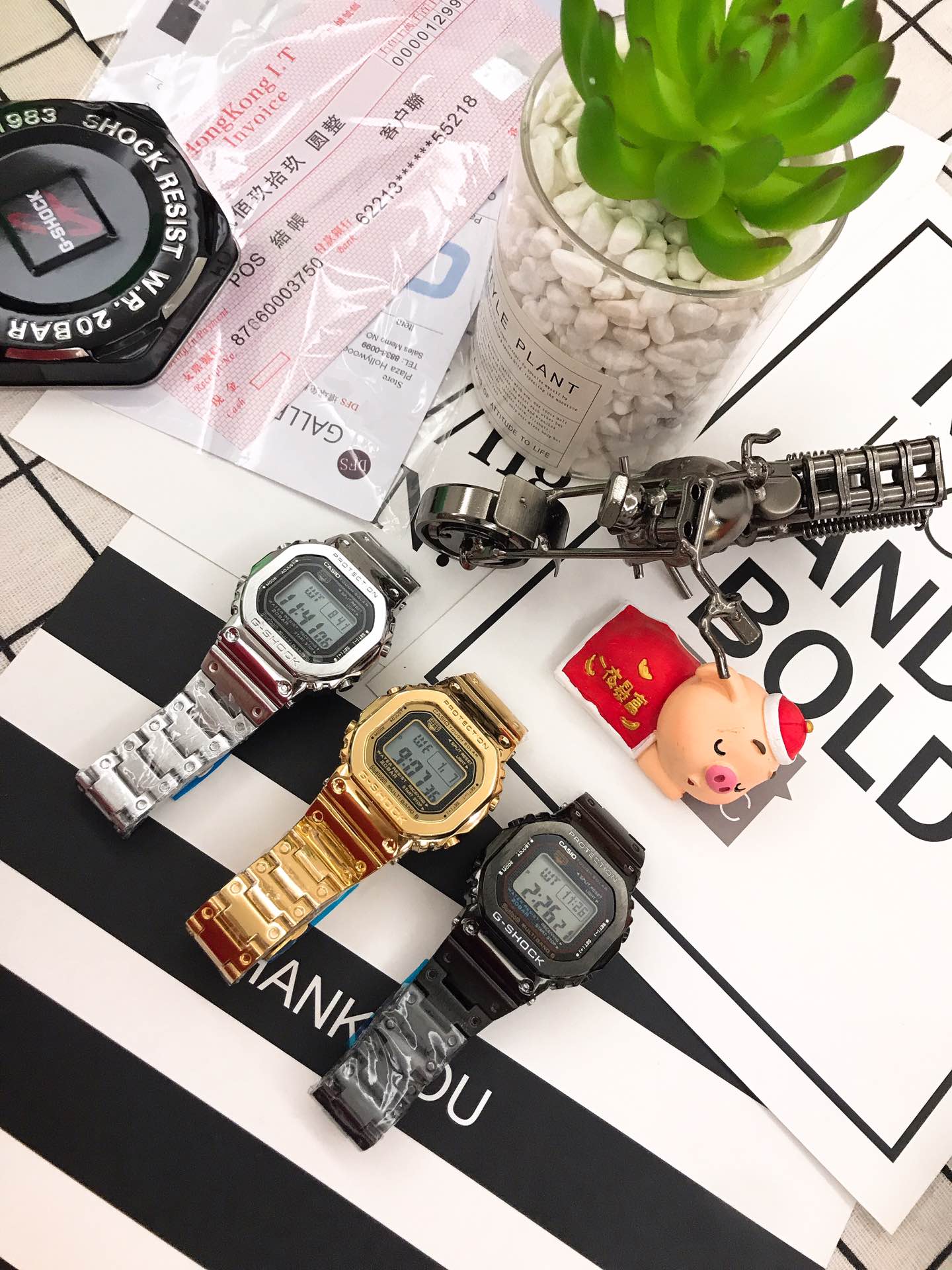 120 Casio, hand lamp, metal cube radio-controlled men's watch GMW-B5000 tape Global Limited Edition