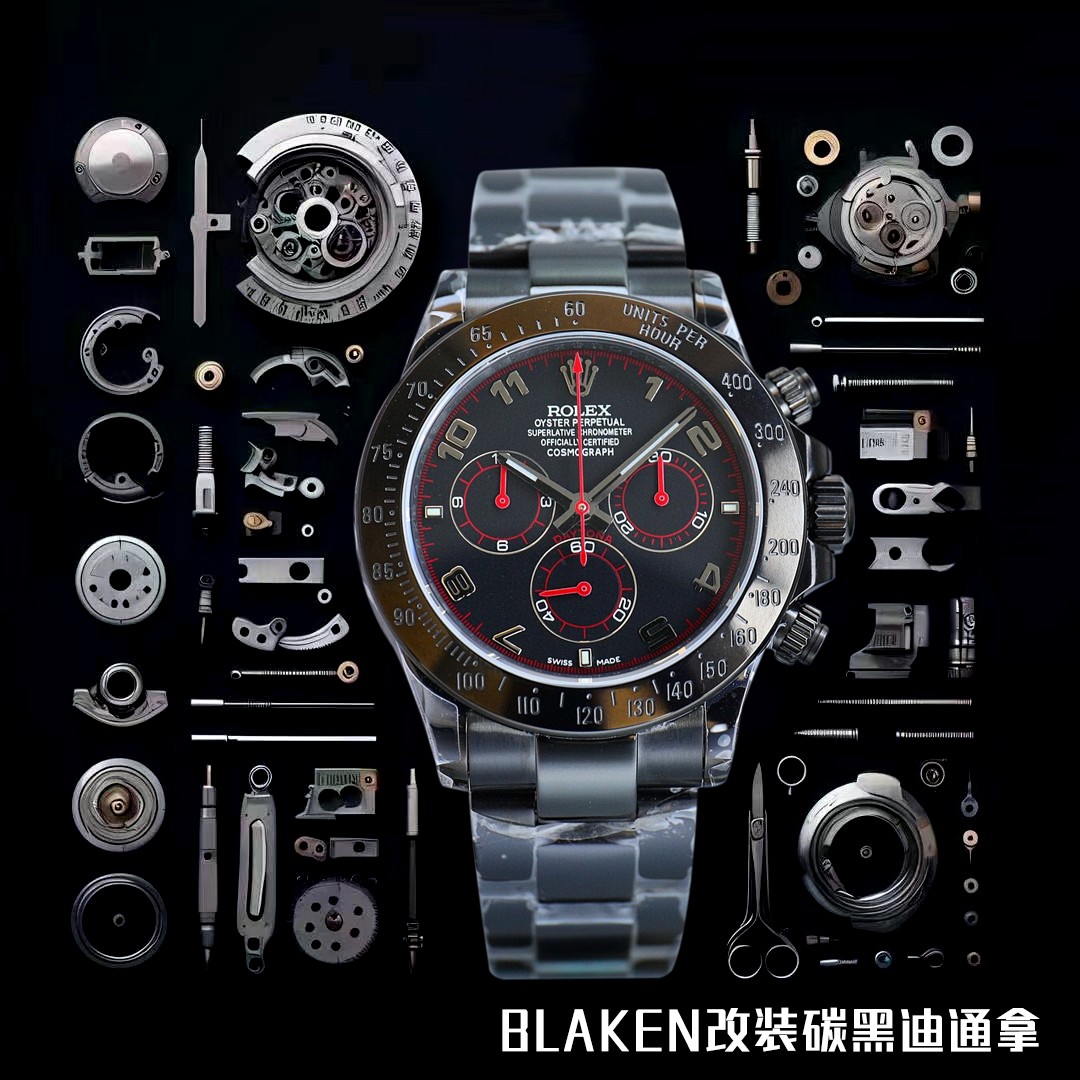 2000
BLAKEN
ROLEX Daytona series, ultra-thin upgraded 12.3m latest fourth-generation Daytona steel all-black! The latest carbon black vacuum electroplated replica 40mm high quality real photos! All-black steel Daytona! With an improved latest movement (no