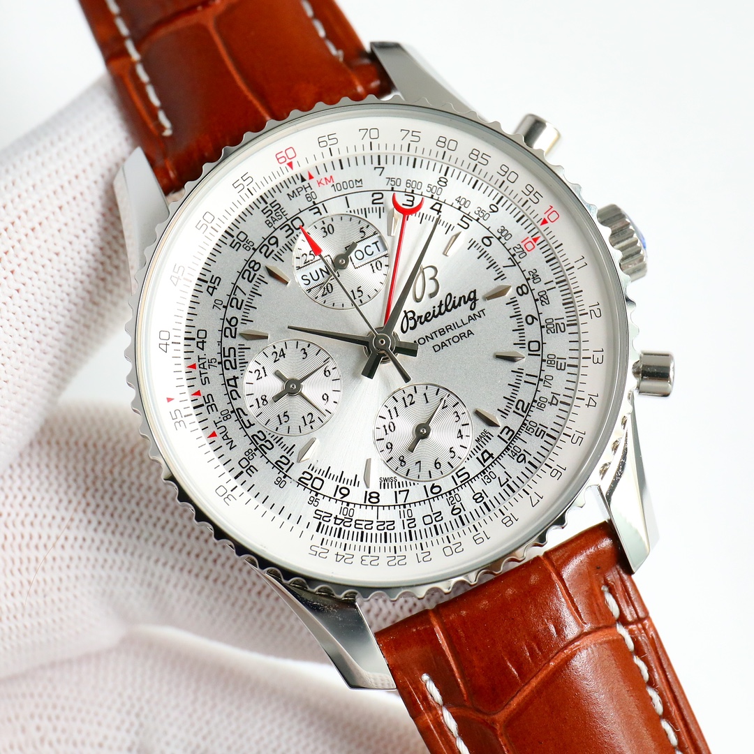 SJ 1800
BREITLING, Montblanc Chronograph A21033012 is coming! ??RW4
1 ? This complex multi-functional chronograph watch has calendar, month, day of the week, 24-hour display, chronograph function, etc. The dial is sharp and the time reading is clear. Each