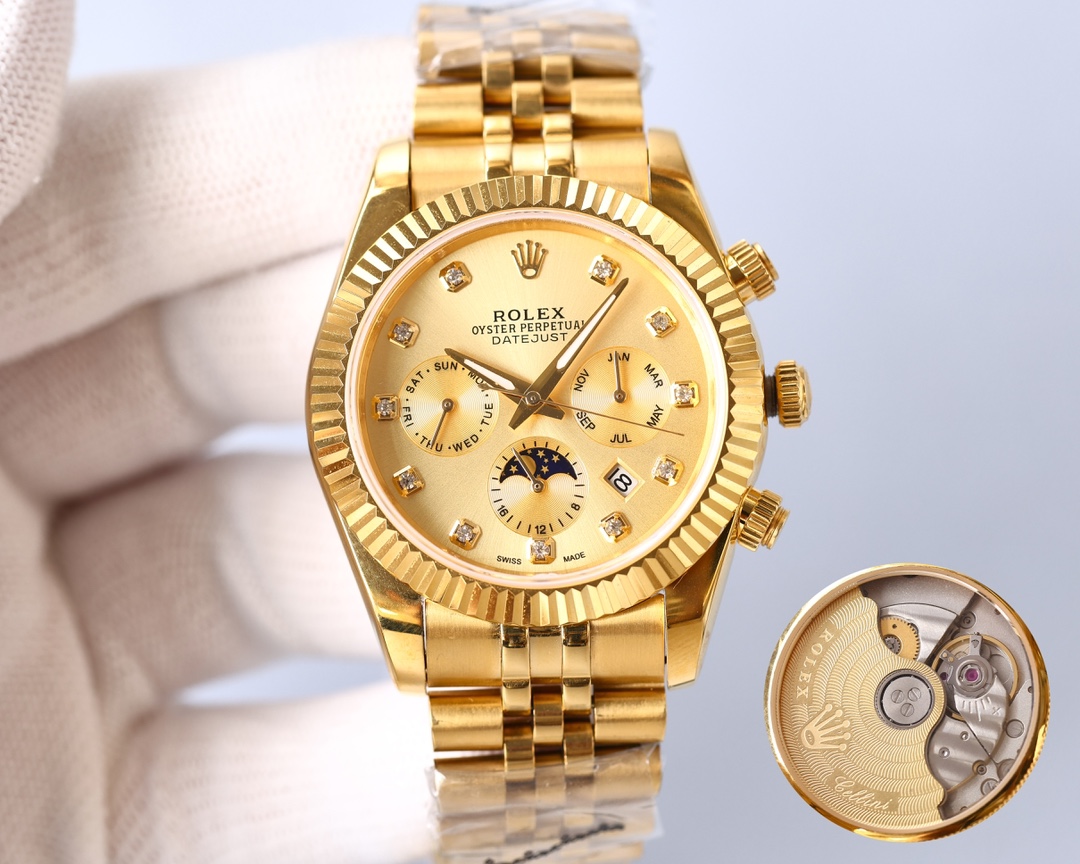 White 1550- Gold 1600?? Classic Datejust collection - multi-function watch ??
Top edition in the watchmaking world ?? Rolex ?? Complex series six hands men 's watch [heart] bestseller [heart] Multi-functional watch.
1 ? with original imported 9100 day-mon