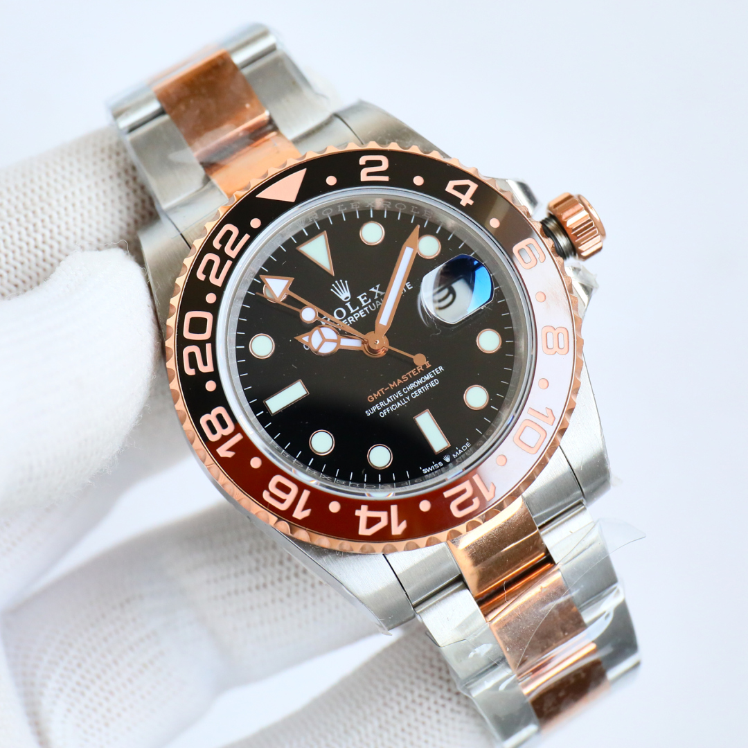 1700
Factory C
An upgraded version of the ROLEX GMT. Made of genuine 904L steel, the one-piece ceramic white gold font bezel is the same as the genuine. Brand new 3285 integrated movement. Synchronous genuine GMT hands adjust the time and date forward and