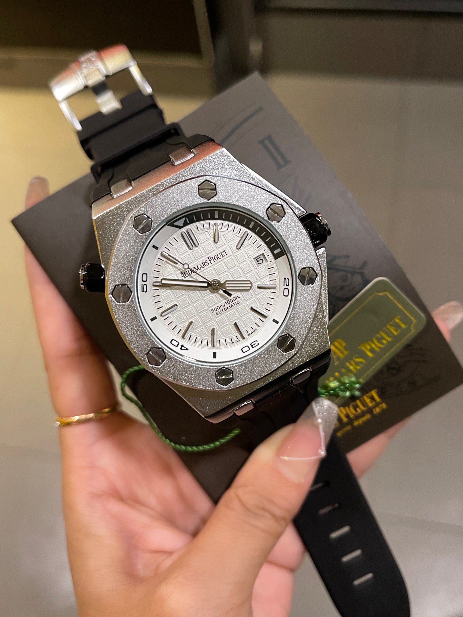 ??140. ?? AP??Audemars Piguet 15710ST.OO.A002CA.01 Royal Oak Offshore Men mechanical watch with automatic mechanical movement, anti-reflective glass, frosted case with imported rubber strap (top-grain calfskin), original pin buckle, affordable version, hi