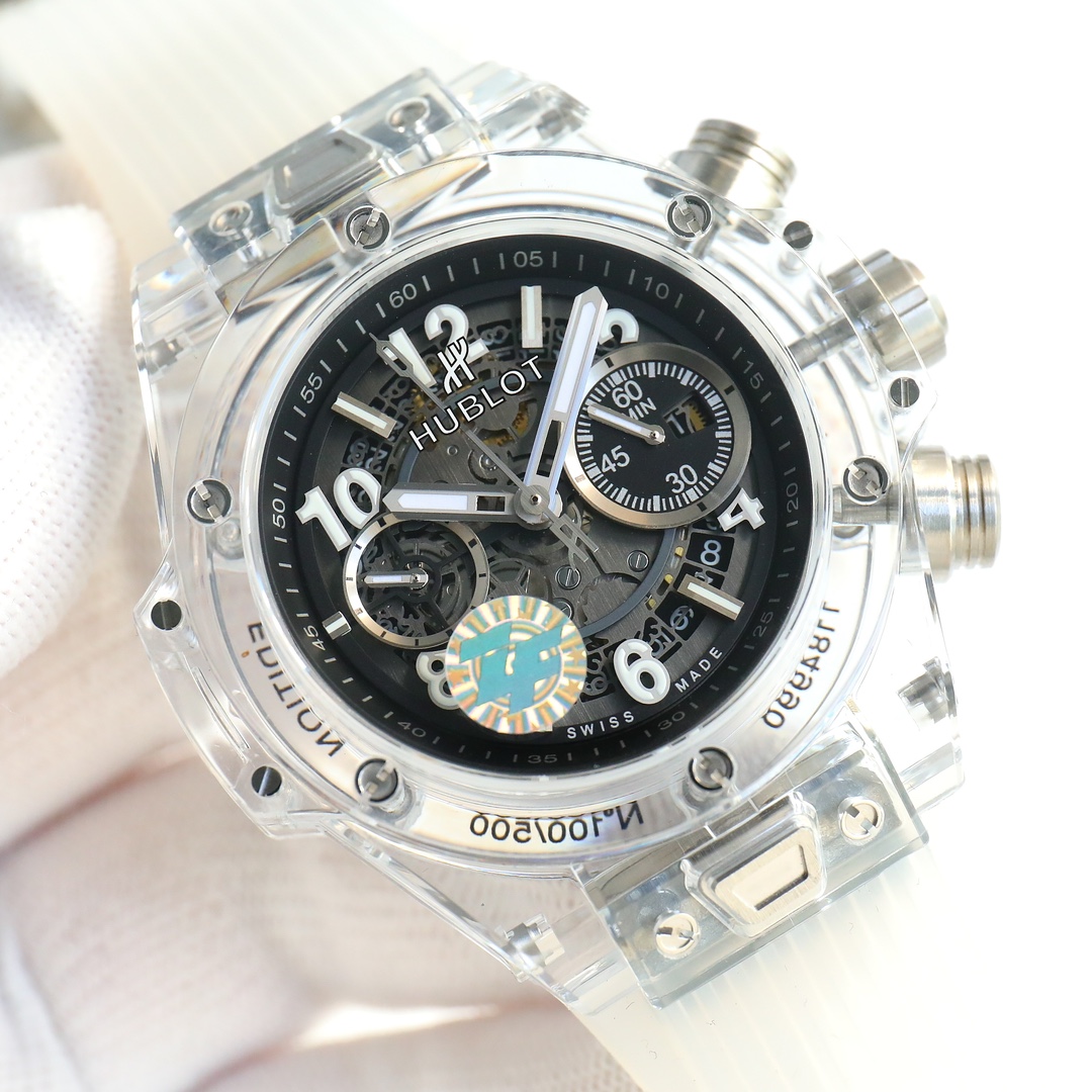 ZF latest HUBLOT Hublot of the year best reissue - Hublot BIG BANG Series 411.JX.4802.RT "Transparent Watch" ??A42
[Great Details] 1. Restore the intricate skeletonized layout behind the dial of the original, 2. Use the same acrylic plexiglass as the orig