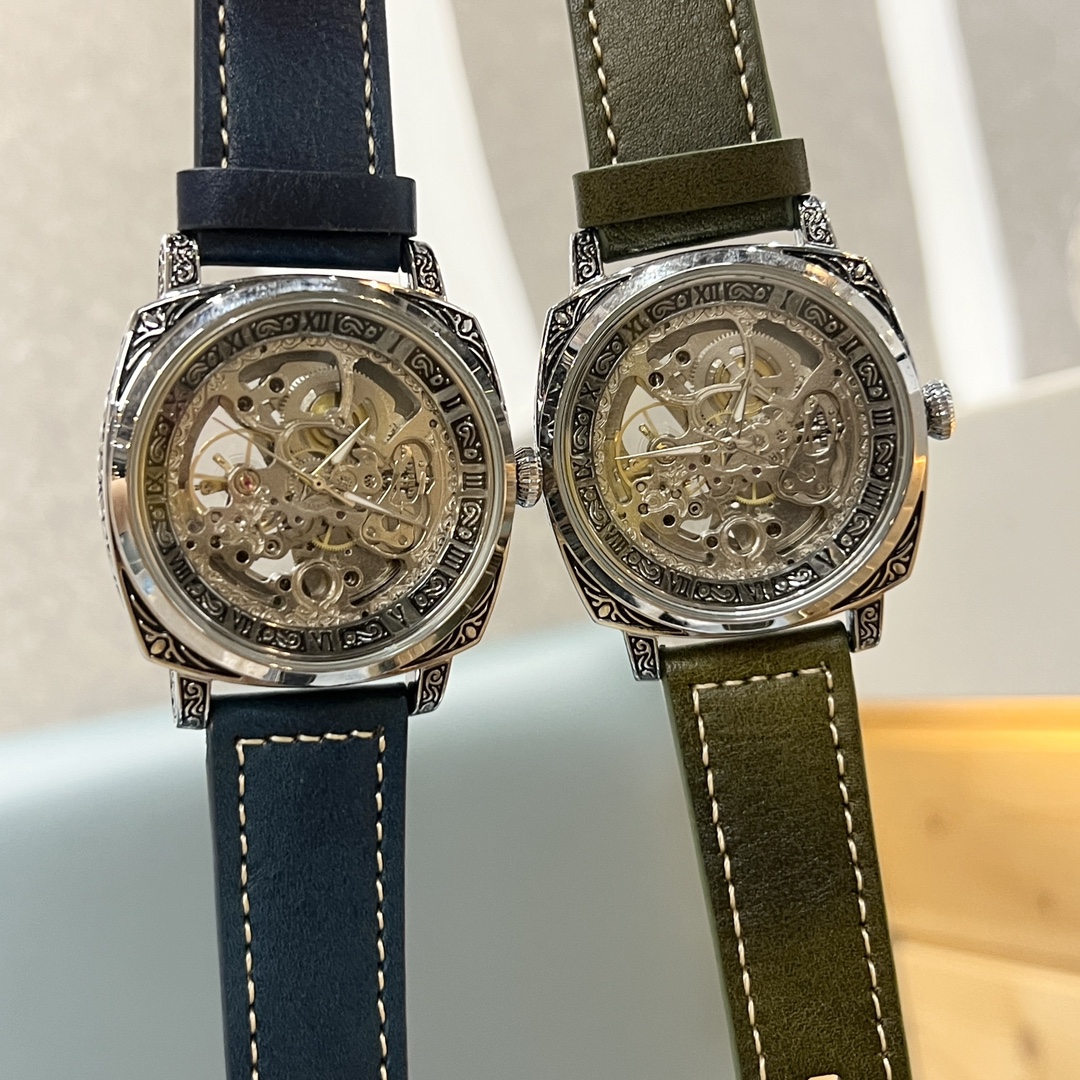 ?? 150.00
Skeletonized fine men 's watch, large flywheel with moon phase design, grand and elegant, gentlemanly, excellent quality, selling well in the city. It features a fully automatic mechanical movement with a mineral super-strong mirror, measuring 4