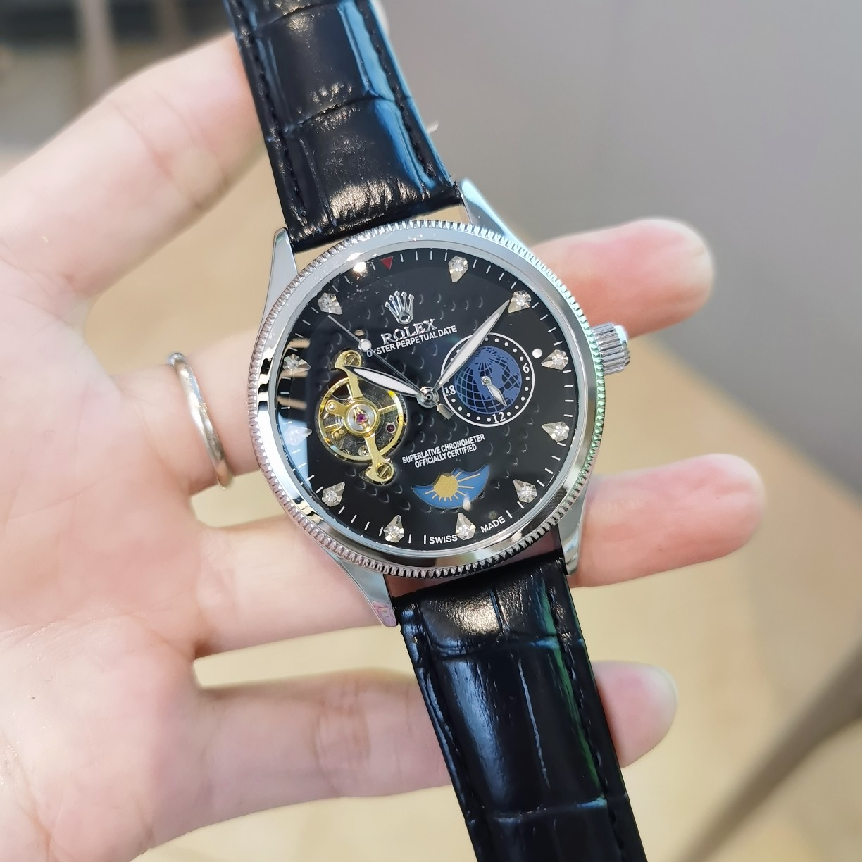 ?? 150
Rolex-rolex ? Nine Flywheel Automatic Sun Moon Star Mechanical ??, 6 position Day Time (Sun)[Sun] Night Time (Moon)[Moon] with the finest materials and meticulous craftsmanship! Super mineral glass, vacuum electroplating, precision water resistance