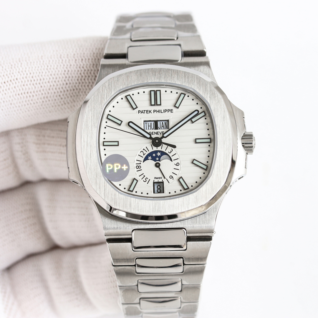 PP Plus 1600
PP?Factory one watch with three straps ?? to wear, preferred for sex ratio
Patek Philippe PP Nautilus series ???CM6 Ref.5726Nautilus series Perpetual calendar watch All-in-one Machine True Moon phase
The Nautilus collection 's consistent desi