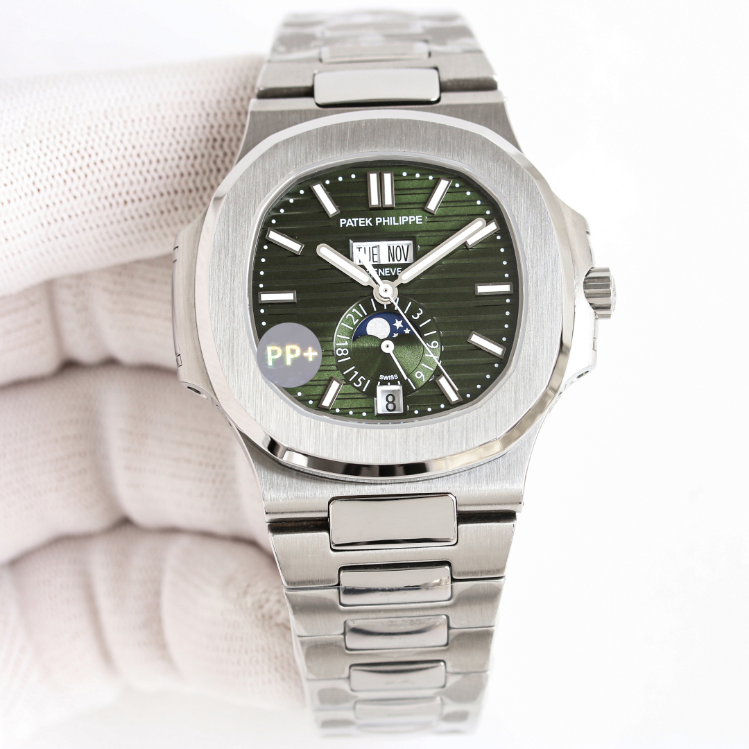 PP Plus 1600
PP?Factory one watch with three straps ?? to wear, preferred for sex ratio
Patek Philippe PP Nautilus series ???CM6 Ref.5726Nautilus series Perpetual calendar watch All-in-one Machine True Moon phase
The Nautilus collection 's consistent desi
