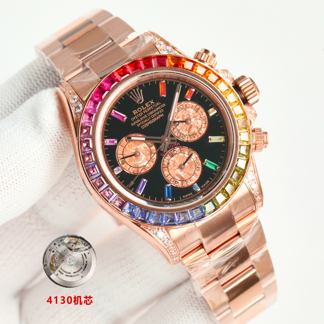BLAKEN white steel and gold: 2200
Rose gold bar nails: 2500
Rose full diamond literal: 2650
BLAKEN Factory ROLEX Daytona series ???B33 latest masterpiece upgraded True Sparkling platinum small eye, Rainbow Di - 12.18mm thick (not market fake shell eye) Eq
