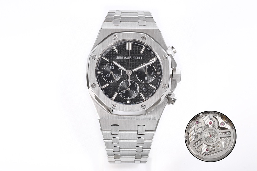 From TW White case 1800 Gold case 1850
New AP/ Audemars Piguet Royal Oak collection ???JR2 new 26240 chronograph in the same as the original (6-position small seconds transparent case movement Caliber4401 chronograph movement), Paired with anti-glare sapp