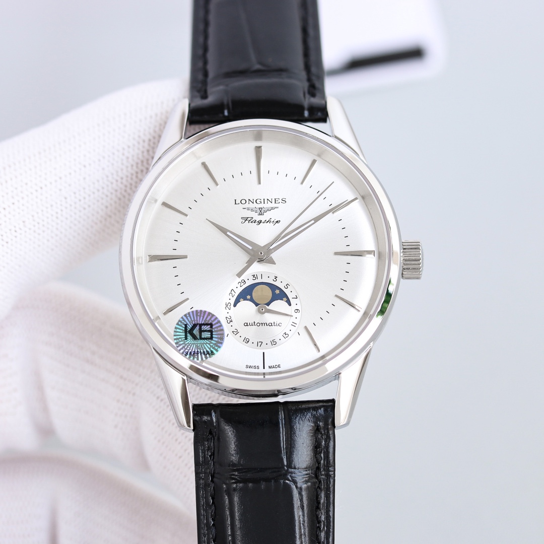TW Moon phase function: 1300
Longines Flag Classic Reissue Sun Moon Star Watch, new release!

1 The dial: With a curved design, it is paired with sunray, luminous coating on the hour and minute hands, clearly showing the time day and night, and three-dime