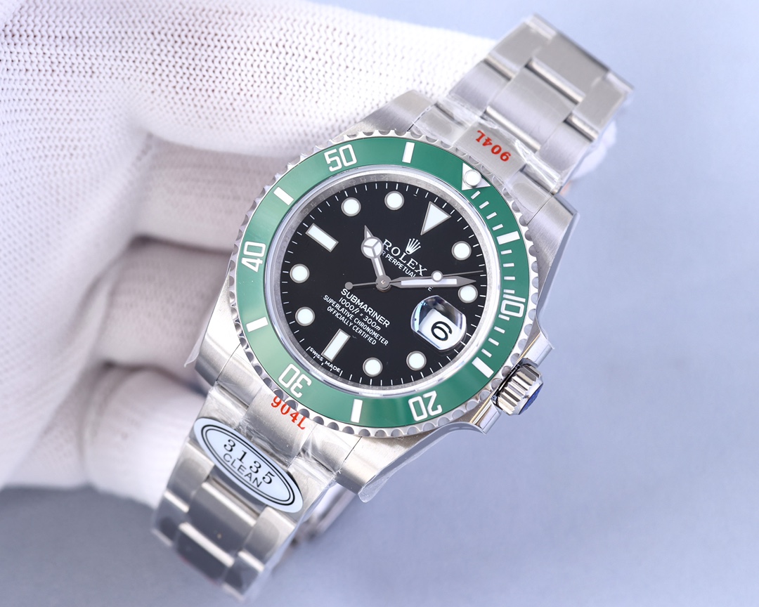 Official original 1:1 replica masterpieces (Super Edition) Rolex Submariner series Intergold series/Green Submariner/Black Submariner/Blue Submariner, original mold, with 2836/3135 movement, most classic Oyster model: [904L stainless steel case] 40mm X 13