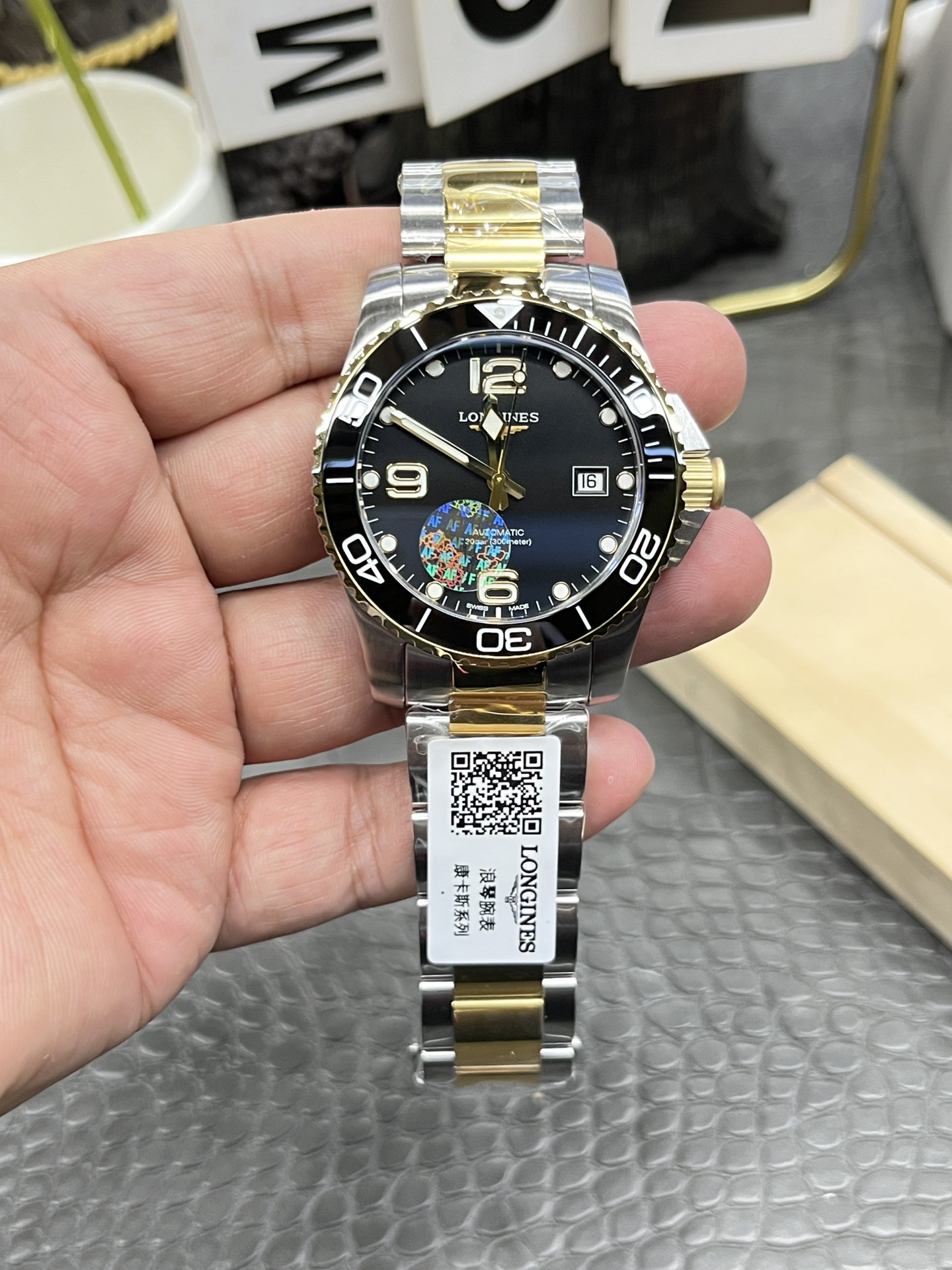 AF Longines Conquest series /41mm intergold black dial steel band version/Seagull 2824 automatic movement