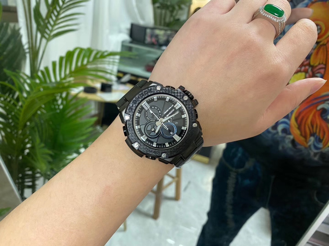 casio G-Steel sports watch men GST-B100-B100D/X/XA-1A B200 six-hand sports watch Steel band size 54mm Double Time display Seconds Chronograph Alarm Clock Full Hour Alarm Automatic calendar band packaging!