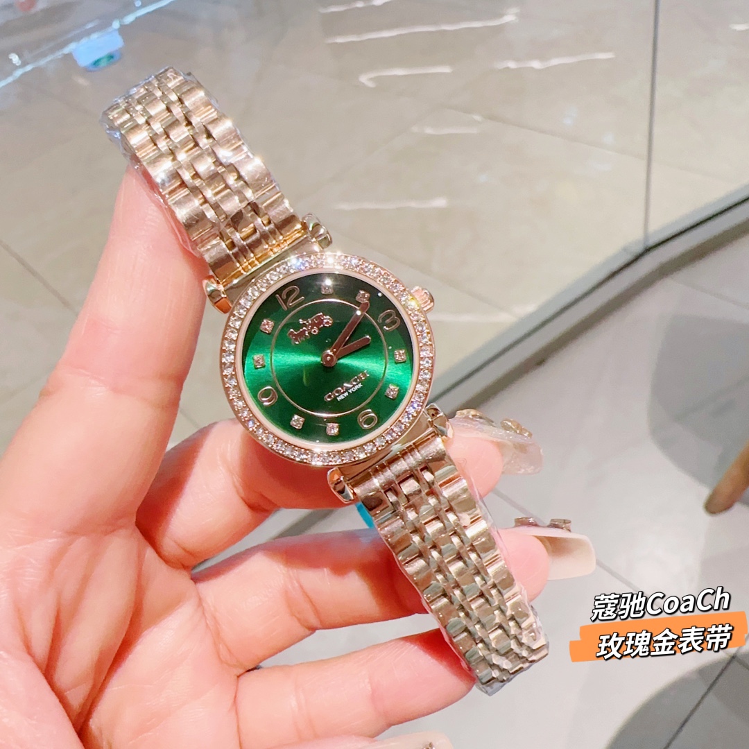 ??COACH/ Coach CARY series 30mm diameter 30m life water-resistant calfskin strap quartz watch