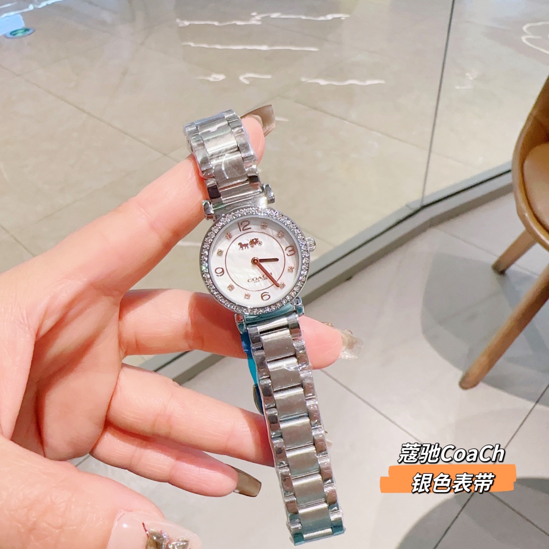 ??COACH/ Coach CARY series 30mm diameter 30m life water-resistant calfskin strap quartz watch
