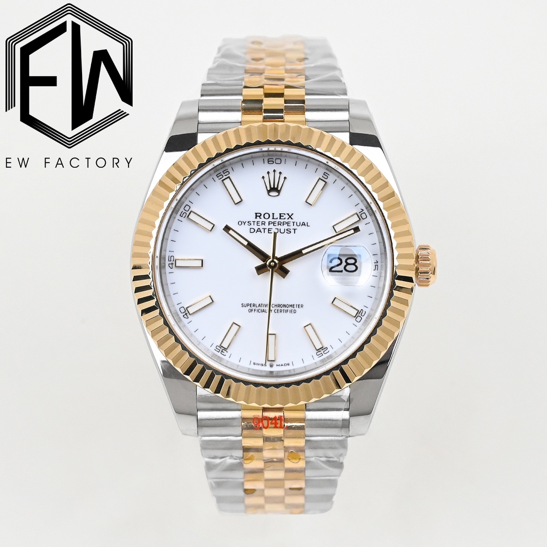 EW Rolex 18K gold-plated Datejust 41 series
?? Shanghai 3235 integrated movement, vacuum-encrusted 18K gold bezel, crown head, never fades!
?? Case: The whole watch is made of 904L steel, the gold part between the gold-plated straps is original, no white 