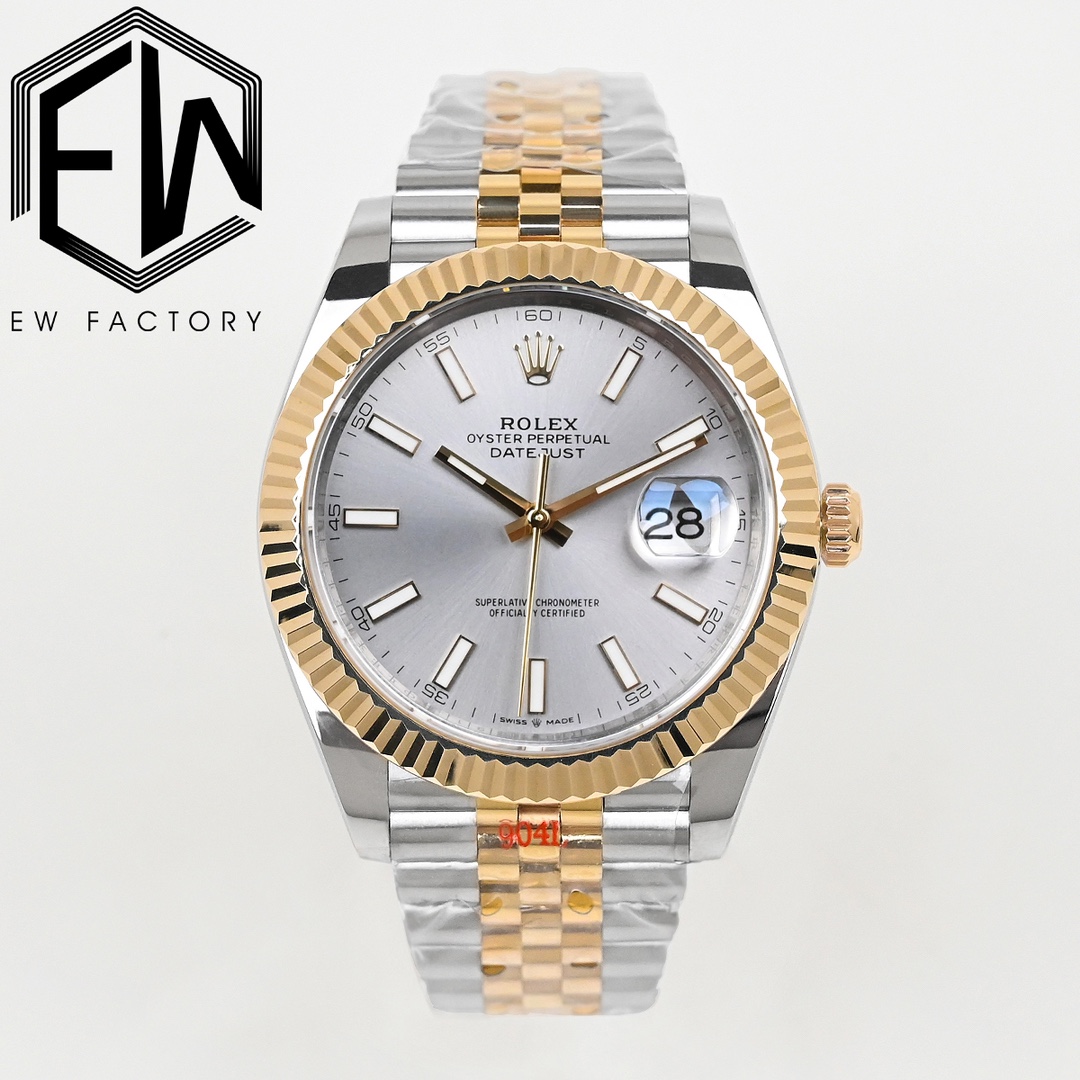 EW Rolex 18K gold-plated Datejust 41 series
?? Shanghai 3235 integrated movement, vacuum-encrusted 18K gold bezel, crown head, never fades!
?? Case: The whole watch is made of 904L steel, the gold part between the gold-plated straps is original, no white 