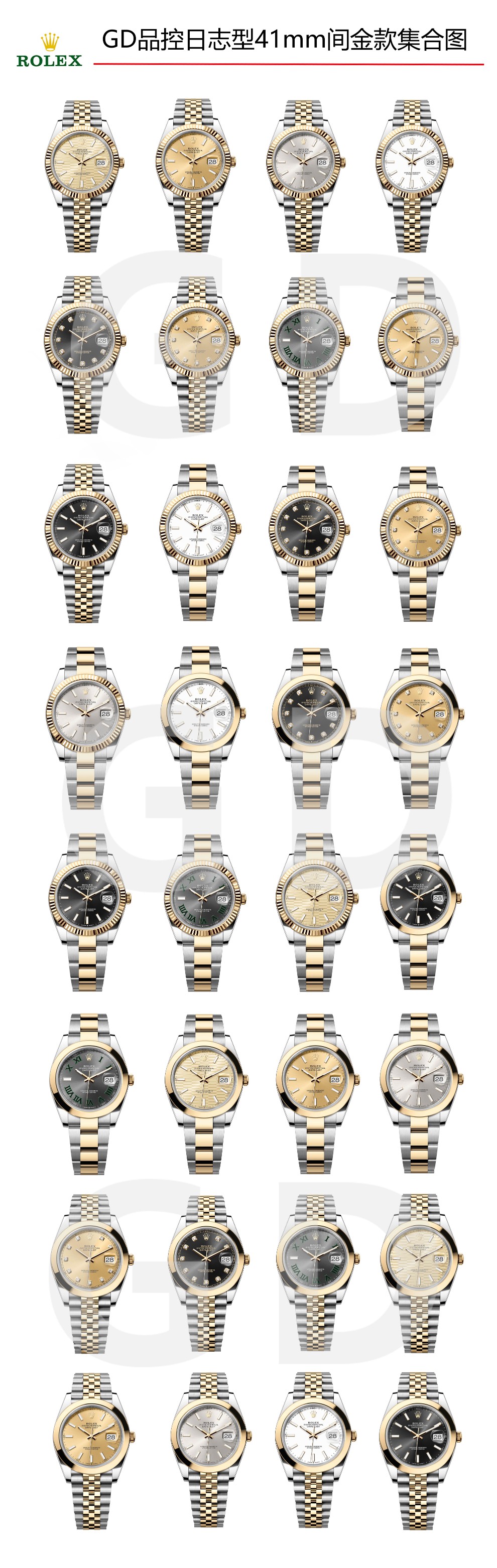 GD Quality control, 41mm Datejust intergold collection diagram