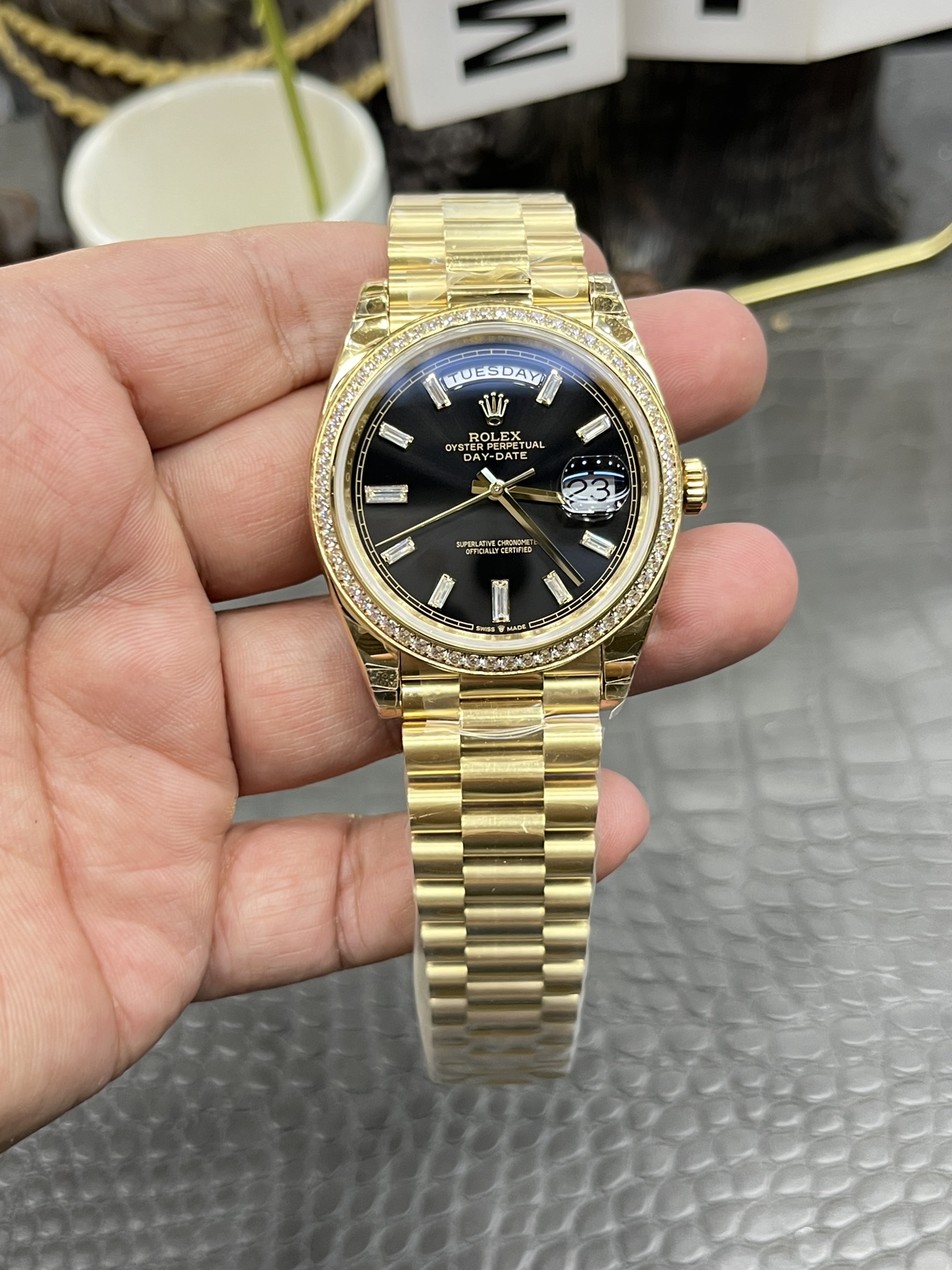 GS Rolex Sunday /40mm black rock sugar/Seagull 3255 automatic mechanical movement/Counterweight version 180g