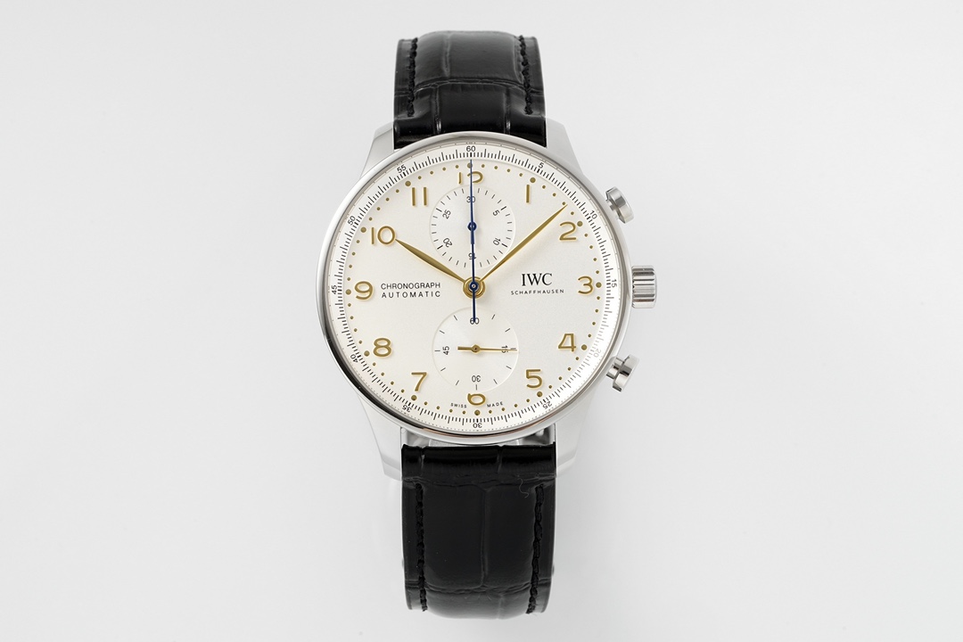 -- IWC Portuguese collection of watches
1 ? Fine transparent back, movement visible, 41mmX13mm
2 ? The new clasp design is more comfortable and refined
3 ? Custom Dandong modified CAL.69355 movement, not a rework of the tall Shanghai 7750, precise and sta