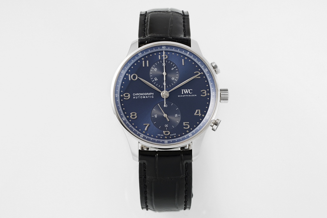 -- IWC Portuguese collection of watches
1 ? Fine transparent back, movement visible, 41mmX13mm
2 ? The new clasp design is more comfortable and refined
3 ? Custom Dandong modified CAL.69355 movement, not a rework of the tall Shanghai 7750, precise and sta