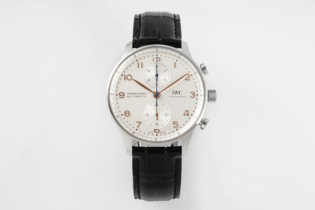 -- IWC Portuguese collection of watches
1 ? Fine transparent back, movement visible, 41mmX13mm
2 ? The new clasp design is more comfortable and refined
3 ? Custom Dandong modified CAL.69355 movement, not a rework of the tall Shanghai 7750, precise and sta