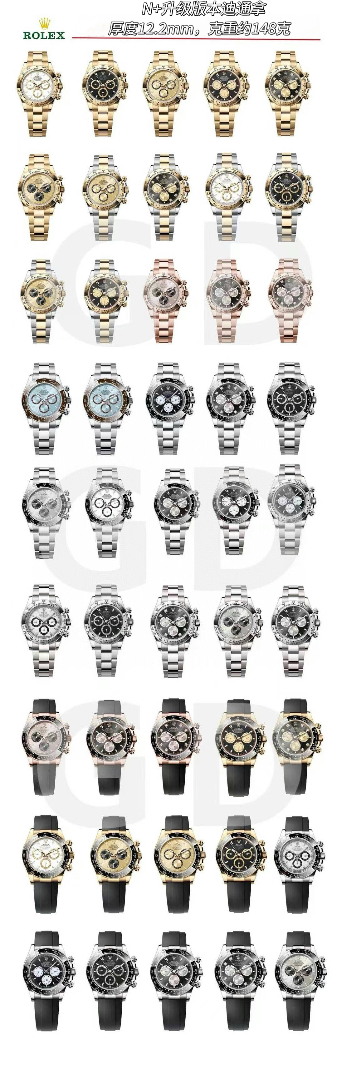 N+ version Daytona :12.2mm thick, about 148g per gram
Available as an option:
Entry-level: Integrated 7750 movement (modifiable forward adjustment)
Premium: Integrated 4130 movement "Optional A case"
Top Reissue: The all-in-one 4131 movement "with an opti