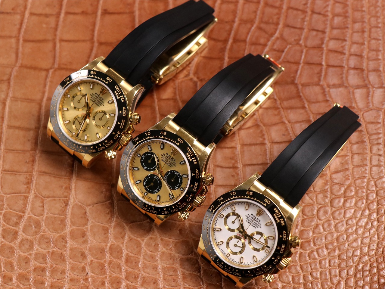 N factory Daytona new Gold Di Andy Lau new custom version Rolex Daytona-exclusive Cal.4130 automatic winding movement, thickness consistent with the original, all functions 100% fully realized, unprecedented use of custom KIF shock absorber, whole machine