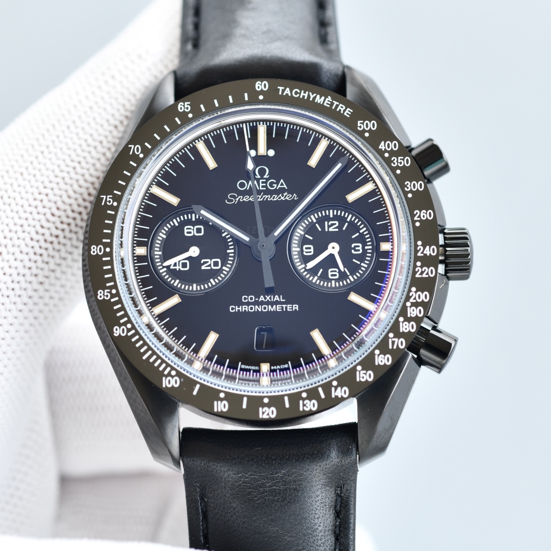 ??Omega Speedmaster Moon Dark Side Running Seconds Chronograph mechanical men watch with stable performance original 9300 automatic movement 3 o 'clock dial 12 hours, 9 o 'clock dial chronograph small seconds, [1] Case thickness 17.2mm consistent with the