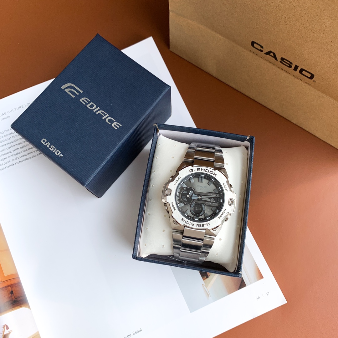 ??230. Casio Wang Yibo's gshock Steel Heart Dark Non-mechanical GST-B400, as a key product line of G-SHOCK, is the best in the wrist with its strong and tough strength, conveying the tenacious belief of "change to be firm, give it a try", shock-resistant,