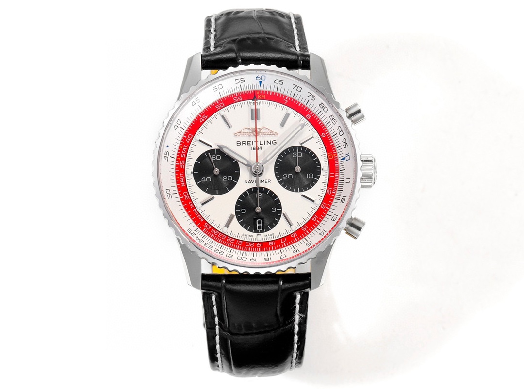 P: 1800.
BLS: Breitling reinterpreted the classic Navitimer in bold colors to celebrate the 70th anniversary of its new Navitimer. 43mm in size, the updated version is undoubtedly an authentic aviation chronograph, featuring a circular flying slide ruler,