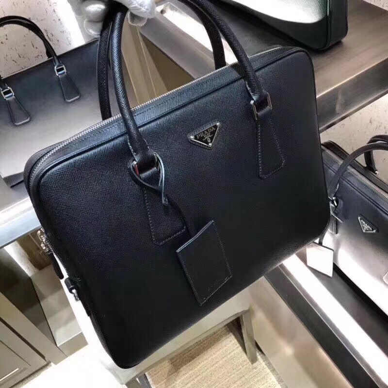 P550? Latest bestseller ? Original leather Prada briefcase 0891-1 Italian imported Saffiano cross pattern classic triangular enamel logo imported equipment ??+ clear European ZP synchronization original hardware accessories imported eco-friendly oil-edge 