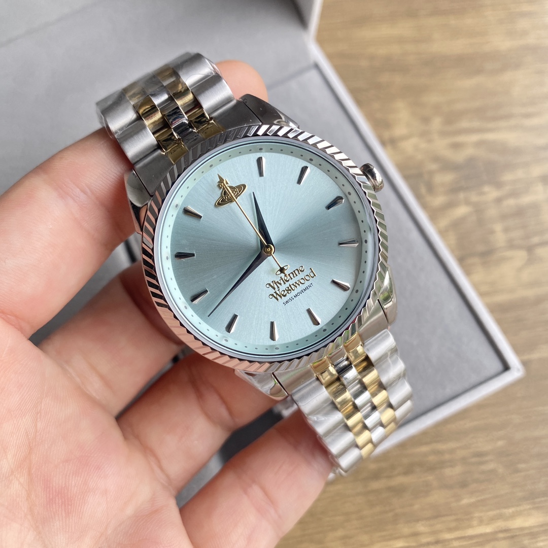 Vivienne Westwood. Westwood, Queen Westwood VV240 series large dial ladies' watch, coin-edge bezel with brushed dial gives the watch a softer look, the Saturn logo at 12 o 'clock makes the watch more refined, 316 stainless steel, imported quartz movement,