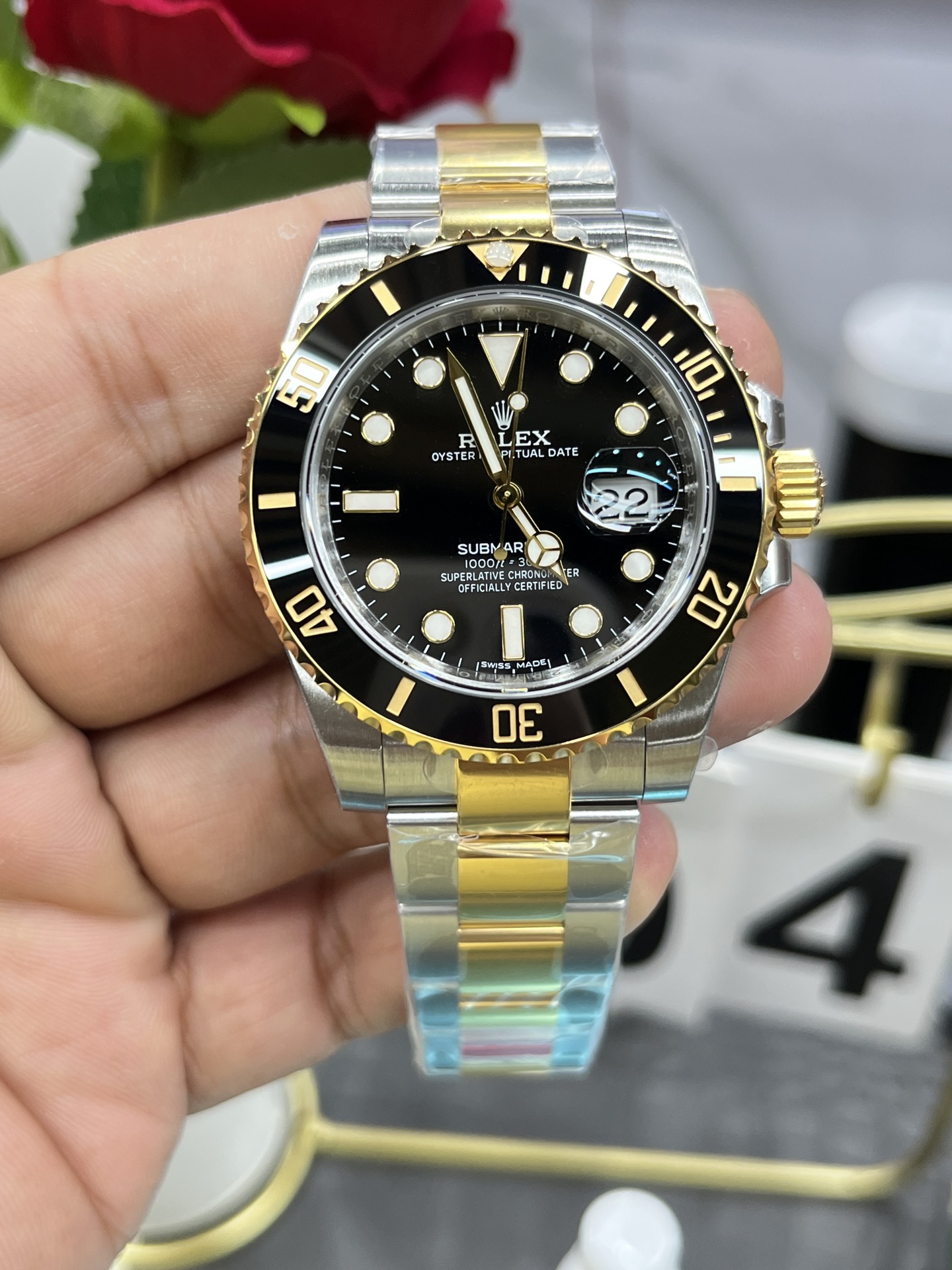 vs40 Black Ghost /3135 movement with gold accents