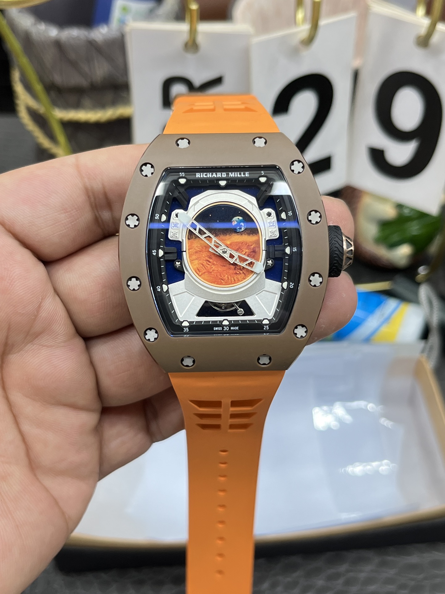 YS Richard Mille RM52-05 Mars Mission /50mm*43mm*16mm/ True Flywheel Automatic Integrated mechanical