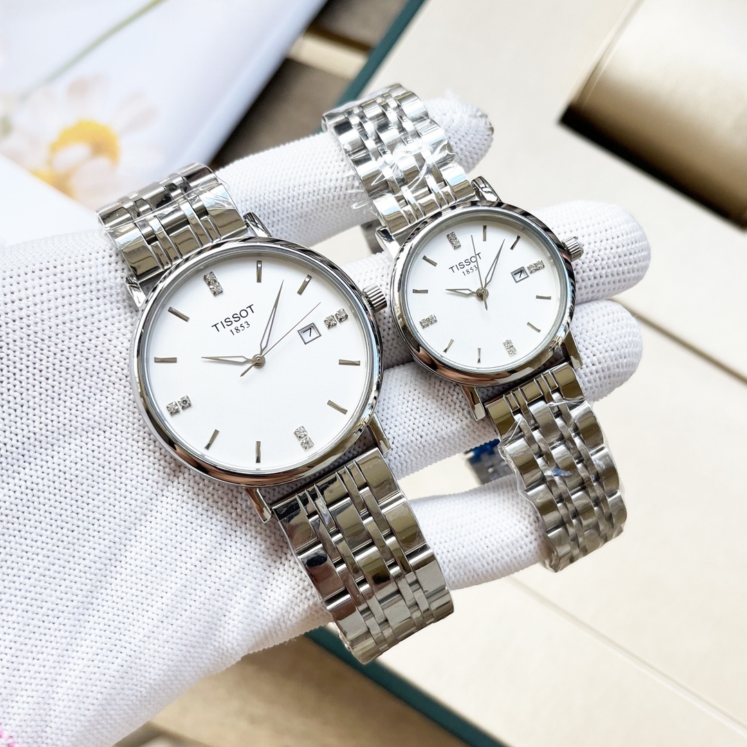 White 190- Gold 210 steel band +20.
Tissot ? ? Luxury couple watches ?????? simple, exquisite, exquisite, selling well all over the city. ?? with imported quartz movement, top-grade 316 stainless steel case, imported calfskin strap, super mineral crystal,