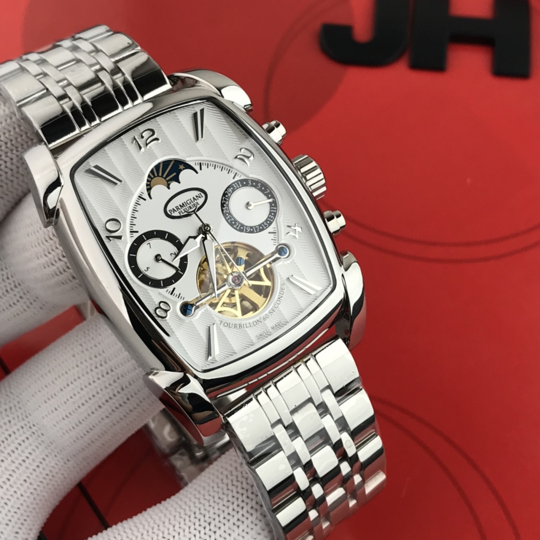 White 540. Gold ?20. Steel strip ?20.
Parmigiani - The latest moon phase mechanical understated The most amazing show-hidden gem of the Sun, Moon and stars - 6-position flywheel imported automatic mechanical movement (please recognize the movement picture